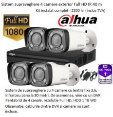 Kit 4 camere Dahua FullHD, NVR, HDD si manopera  Dahua 4 Camere full HD